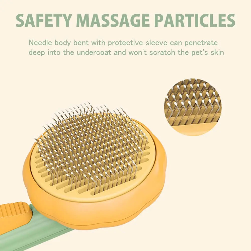 Pumpkin Pet Cat Grooming Comb Self Cleaning Slicker Brush for Cat Puppy Rabbit Removes Loose Underlayers and Tangled Hair Comb