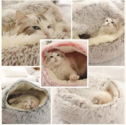 Semi-Closed Plush Cat Dog Bed