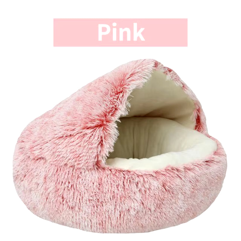 Semi-Closed Plush Cat Dog Bed