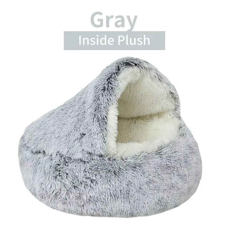 Semi-Closed Plush Cat Dog Bed