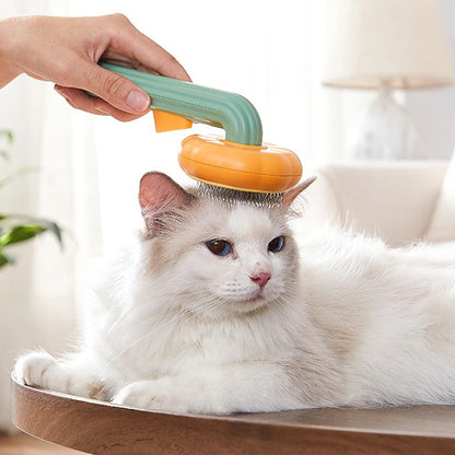 Pumpkin Pet Cat Grooming Comb Self Cleaning Slicker Brush for Cat Puppy Rabbit Removes Loose Underlayers and Tangled Hair Comb