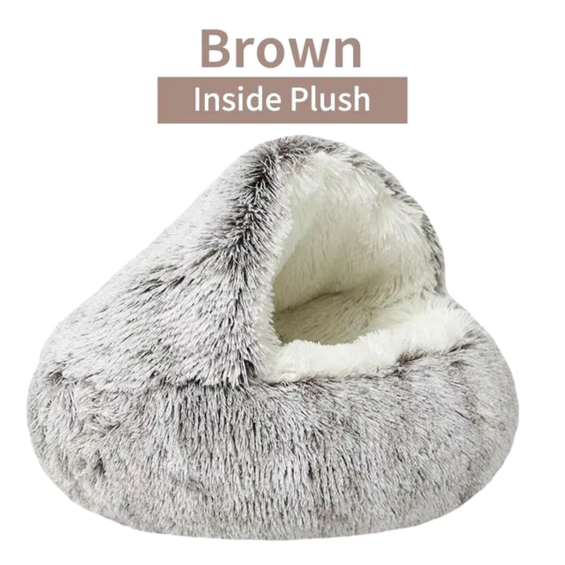 Semi-Closed Plush Cat Dog Bed