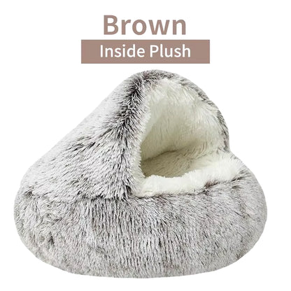 Semi-Closed Plush Cat Dog Bed