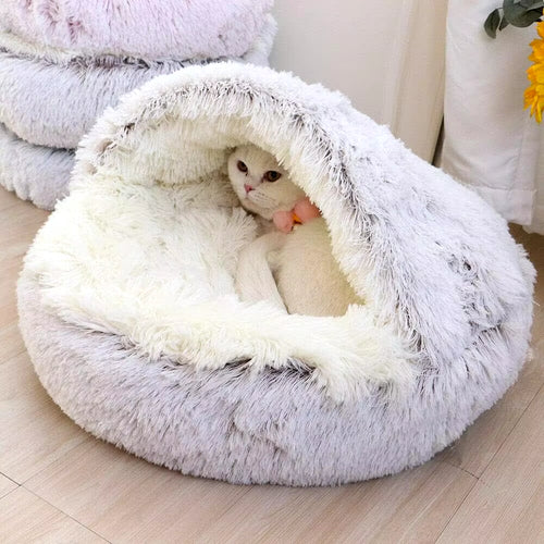 Semi-Closed Plush Cat Dog Bed