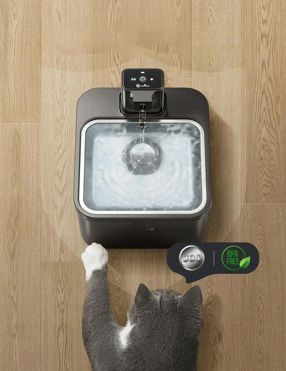 Wireless Stainless Cat Water Bowl