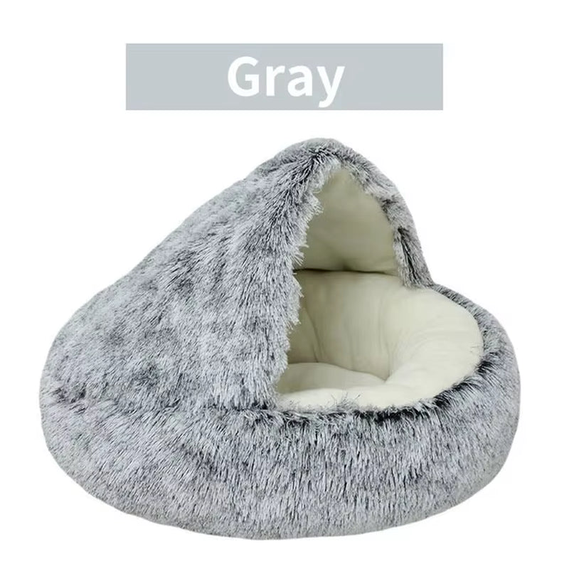 Semi-Closed Plush Cat Dog Bed