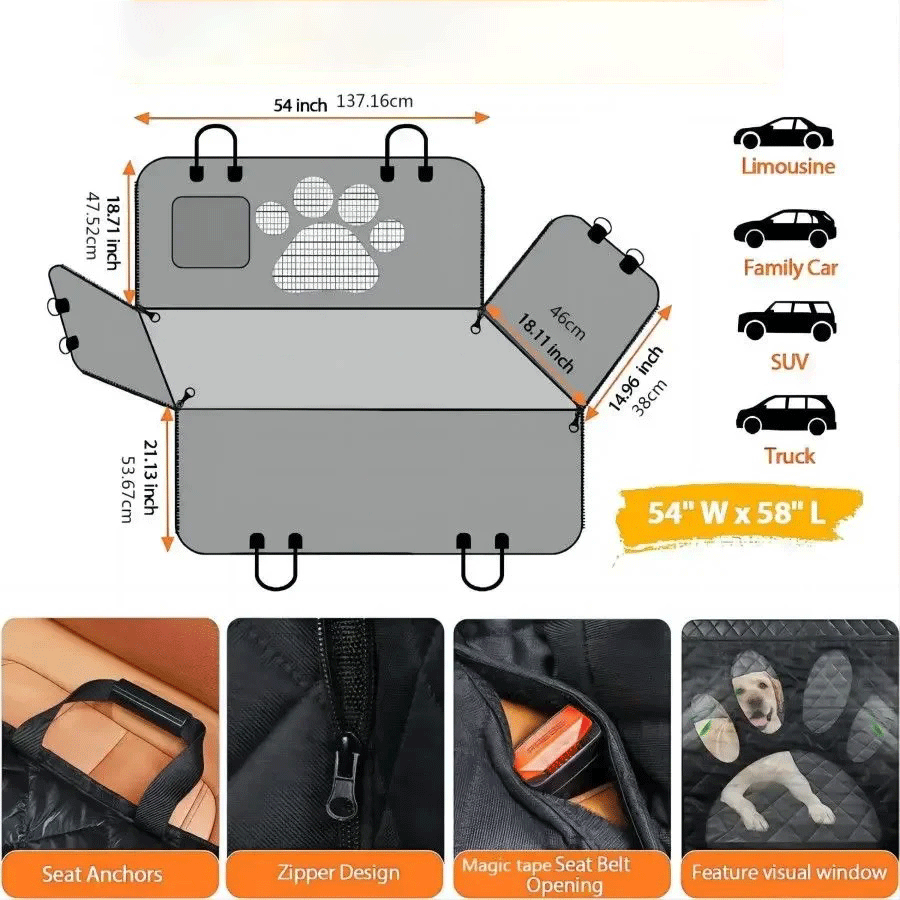 Back Seat Dog Car Hammock Cover