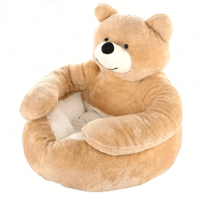 Pet Bed - Bear Shape Plush Cave