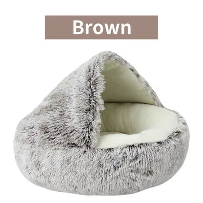 Semi-Closed Plush Cat Dog Bed