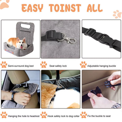Dog Car Seat with Safety Leash